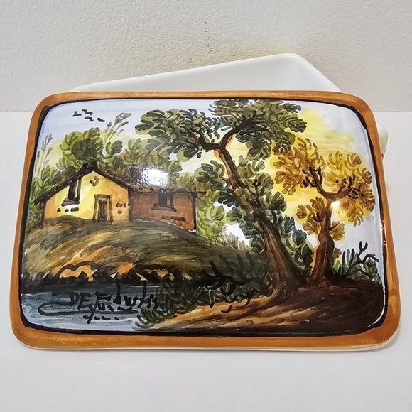 Vintage Painted Ceramic Jewelry Box - Picture 2 of 13